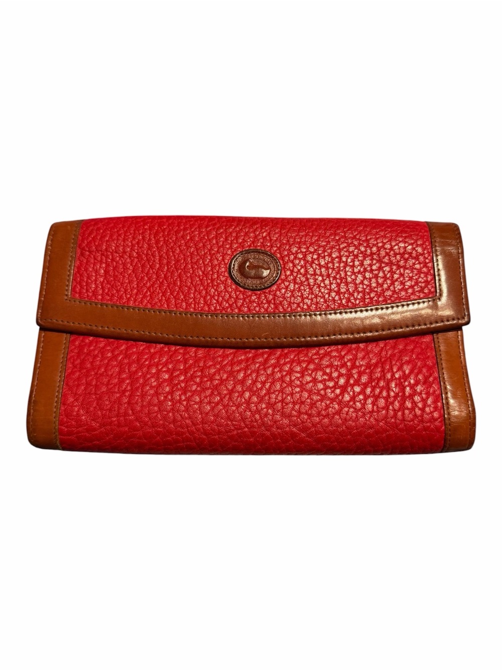 Vintage Y2K Dooney & Bourke Leather Wallet Trifold Organizer Red And Brown
